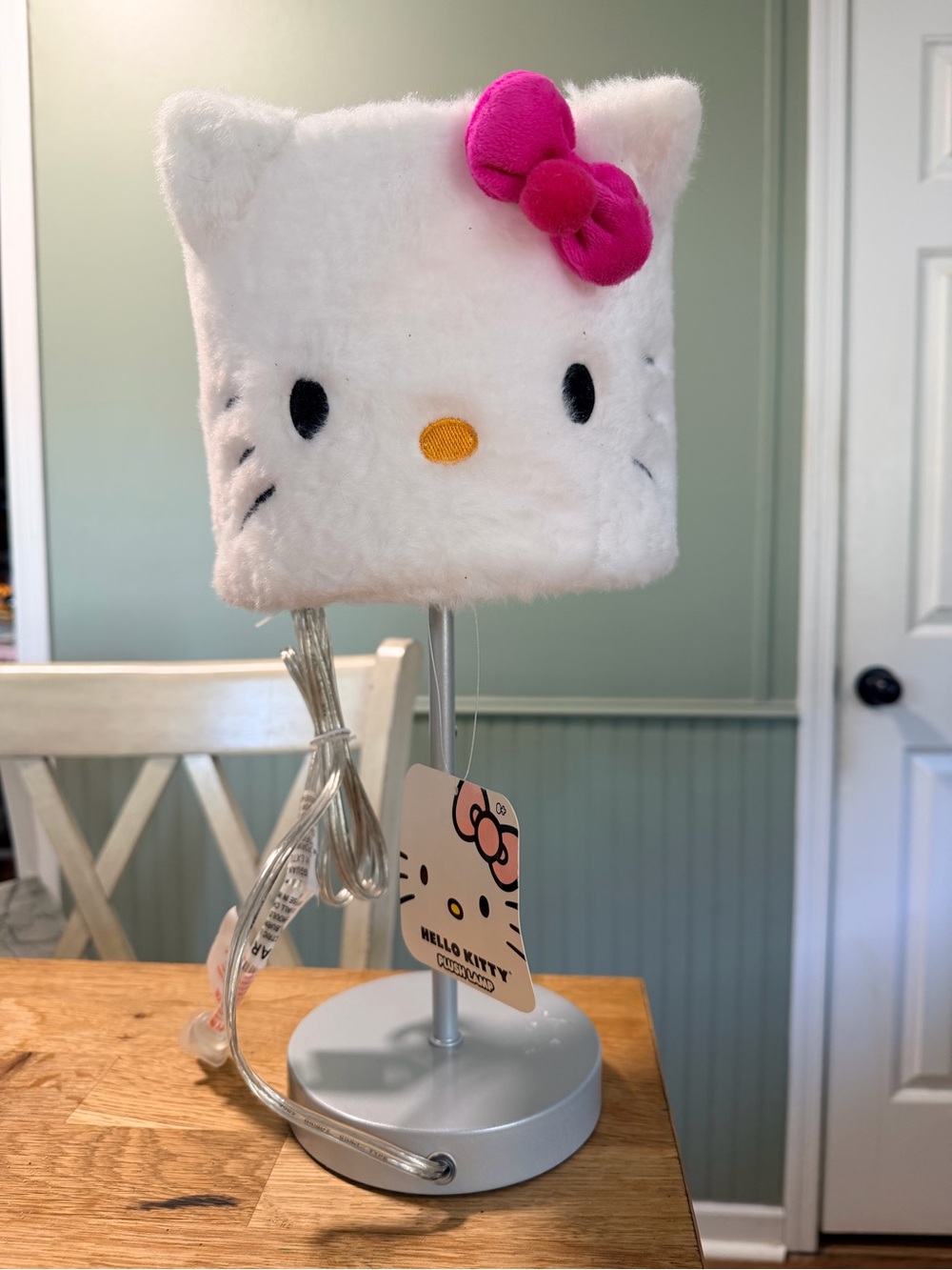 Hello Kitty Plush Desk Lamp - White with Pink Bow